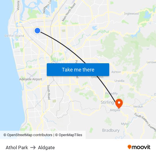 Athol Park to Aldgate map