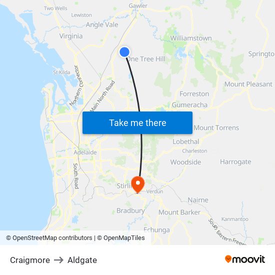 Craigmore to Aldgate map