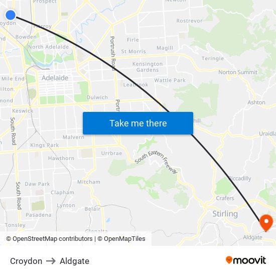 Croydon to Aldgate map