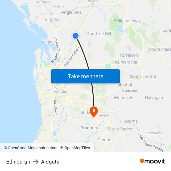 Edinburgh to Aldgate map