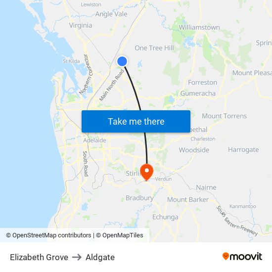 Elizabeth Grove to Aldgate map