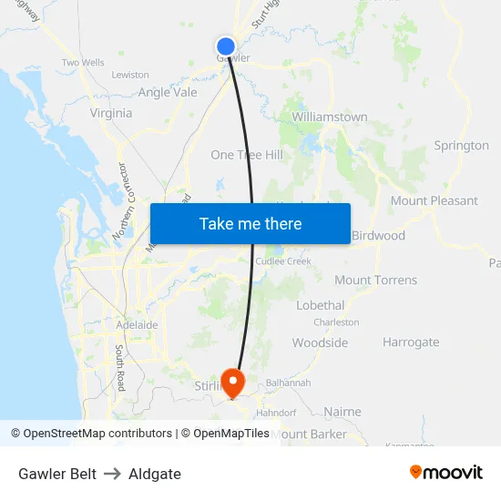 Gawler Belt to Aldgate map