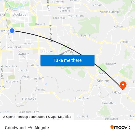 Goodwood to Aldgate map