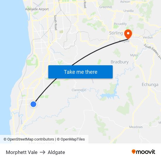 Morphett Vale to Aldgate map