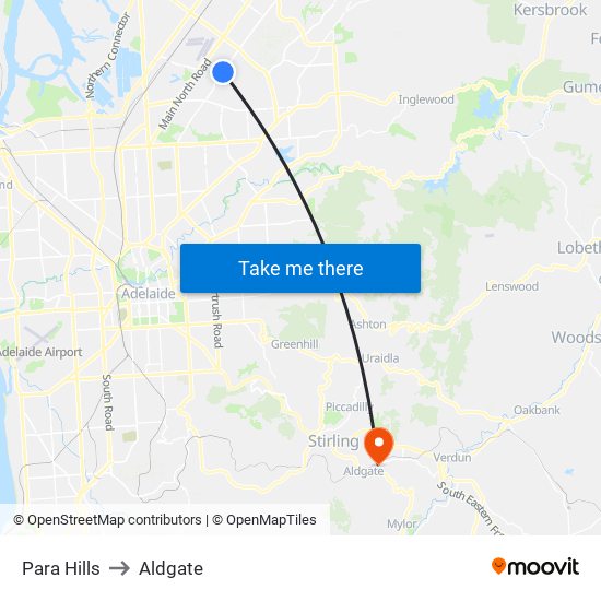 Para Hills to Aldgate map