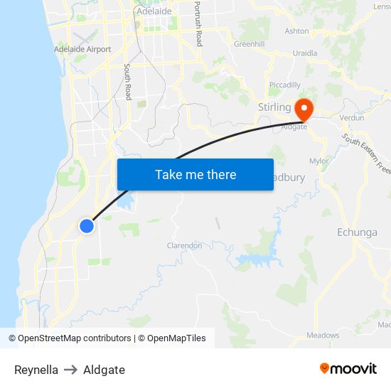 Reynella to Aldgate map