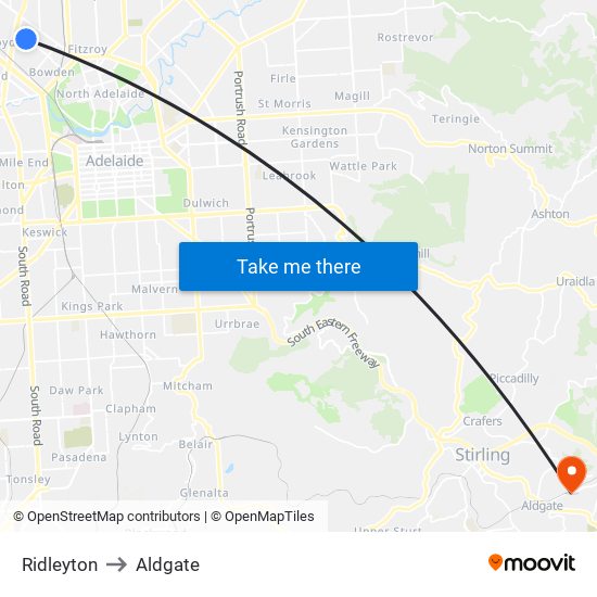 Ridleyton to Aldgate map