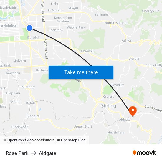 Rose Park to Aldgate map