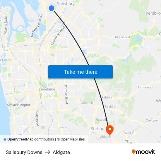 Salisbury Downs to Aldgate map