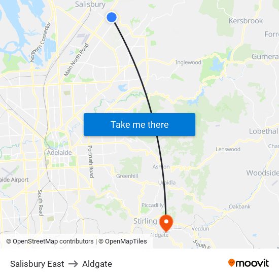 Salisbury East to Aldgate map