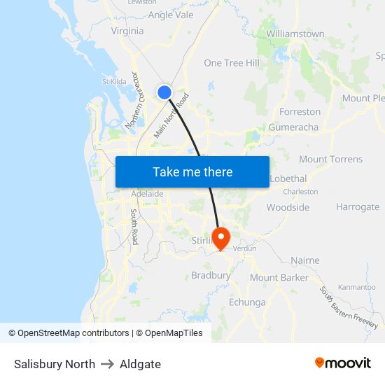 Salisbury North to Aldgate map
