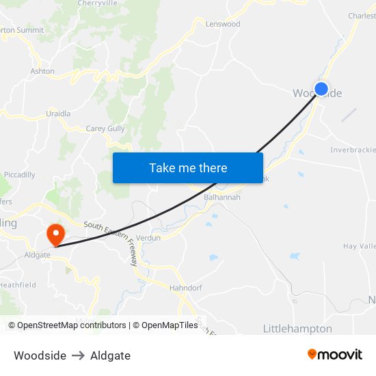 Woodside to Aldgate map