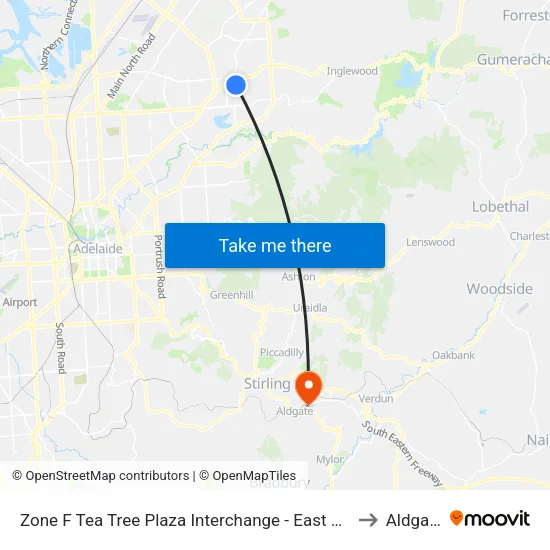 Zone F Tea Tree Plaza Interchange - East side to Aldgate map