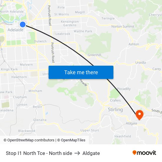 Stop I1 North Tce - North side to Aldgate map