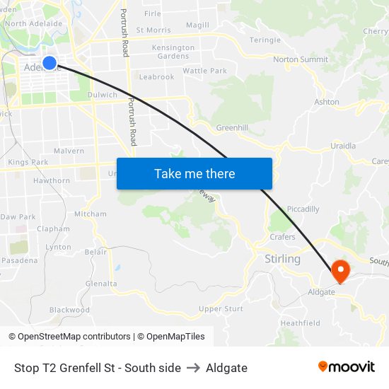 Stop T2 Grenfell St - South side to Aldgate map