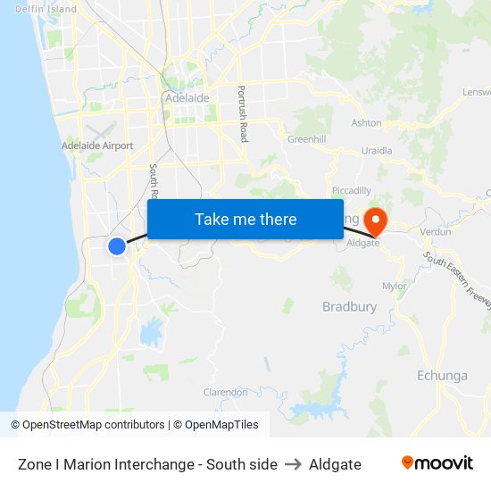 Zone I Marion Interchange - South side to Aldgate map