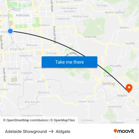 Adelaide Showground to Aldgate map