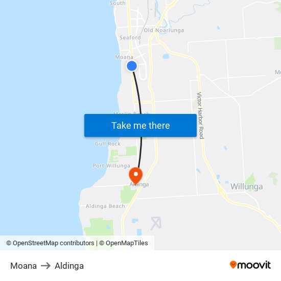 Moana to Aldinga map