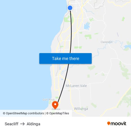 Seacliff to Aldinga map