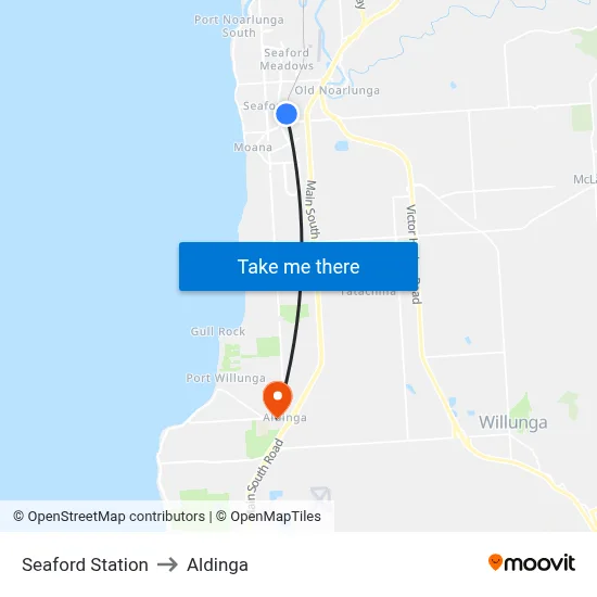 Seaford Station to Aldinga map