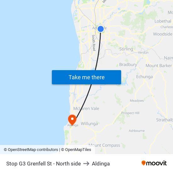 Stop G3 Grenfell St - North side to Aldinga map