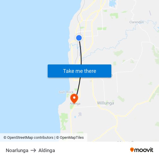 Noarlunga to Aldinga map