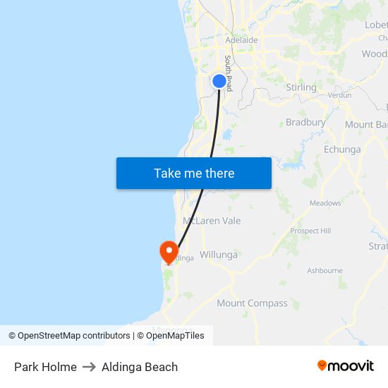 Park Holme to Aldinga Beach map