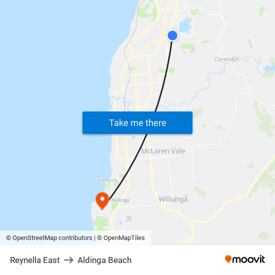 Reynella East to Aldinga Beach map