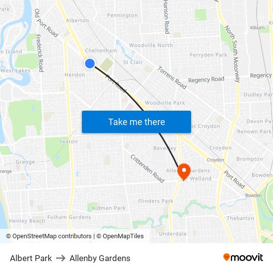 Albert Park to Allenby Gardens map