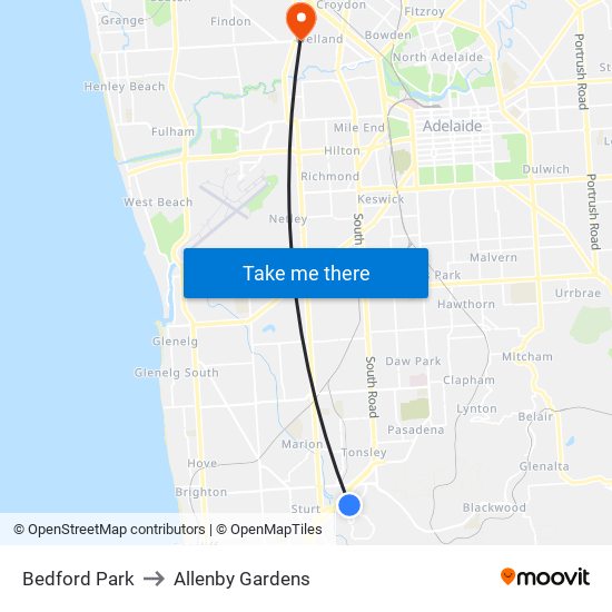 Bedford Park to Allenby Gardens map