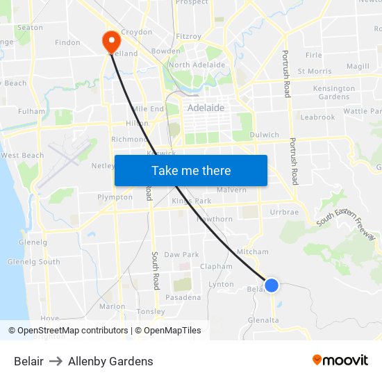 Belair to Allenby Gardens map