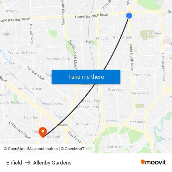 Enfield to Allenby Gardens map