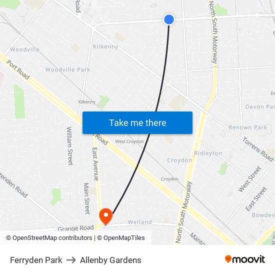 Ferryden Park to Allenby Gardens map