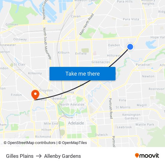 Gilles Plains to Allenby Gardens map