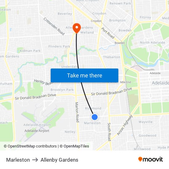 Marleston to Allenby Gardens map