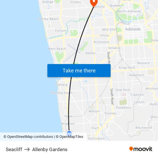 Seacliff to Allenby Gardens map