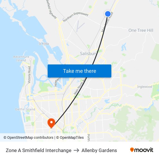 Zone A Smithfield Interchange to Allenby Gardens map