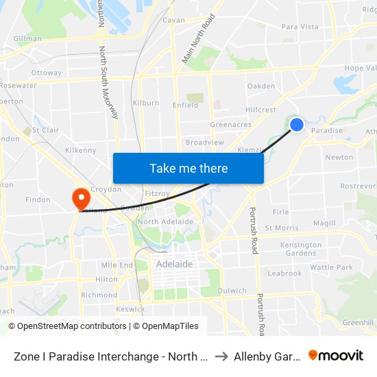 Zone I Paradise Interchange - North West side to Allenby Gardens map