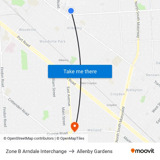 Zone B Arndale Interchange to Allenby Gardens map