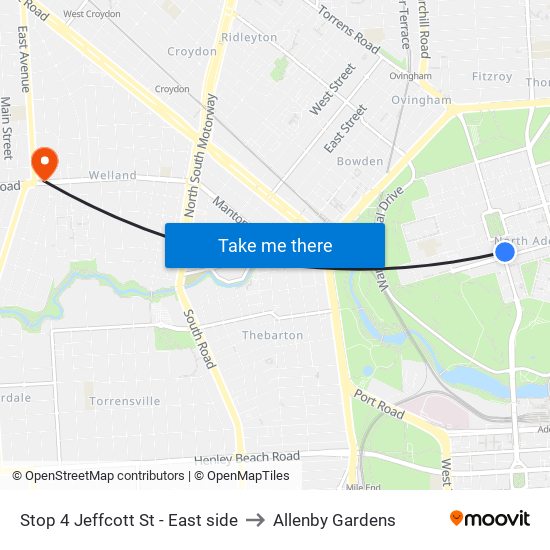 Stop 4 Jeffcott St - East side to Allenby Gardens map