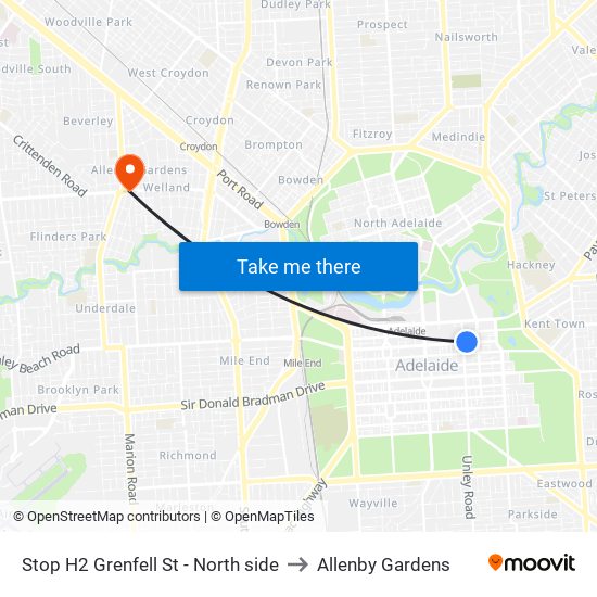 Stop H2 Grenfell St - North side to Allenby Gardens map