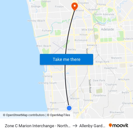 Zone C Marion Interchange - North side to Allenby Gardens map