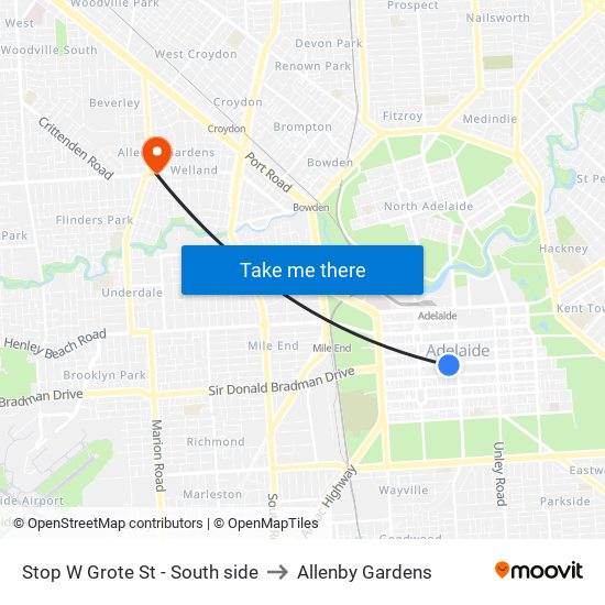 Stop W Grote St - South side to Allenby Gardens map