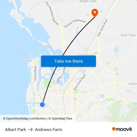 Albert Park to Andrews Farm map