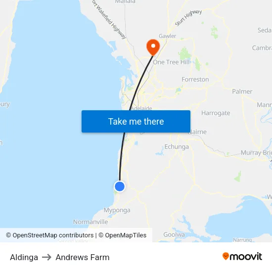 Aldinga to Andrews Farm map