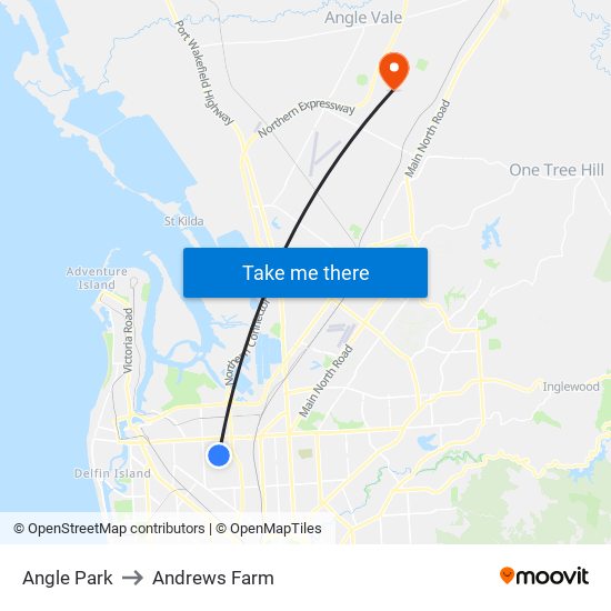 Angle Park to Andrews Farm map