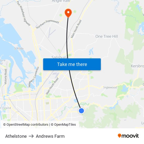 Athelstone to Andrews Farm map