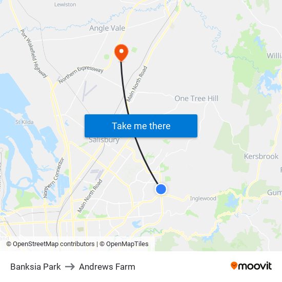 Banksia Park to Andrews Farm map