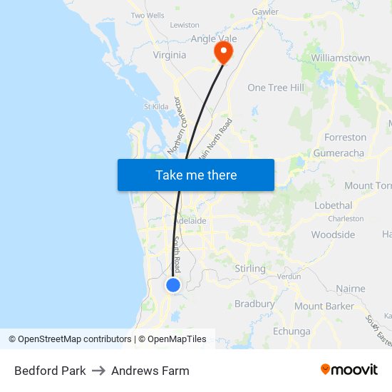 Bedford Park to Andrews Farm map