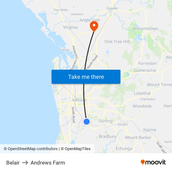 Belair to Andrews Farm map